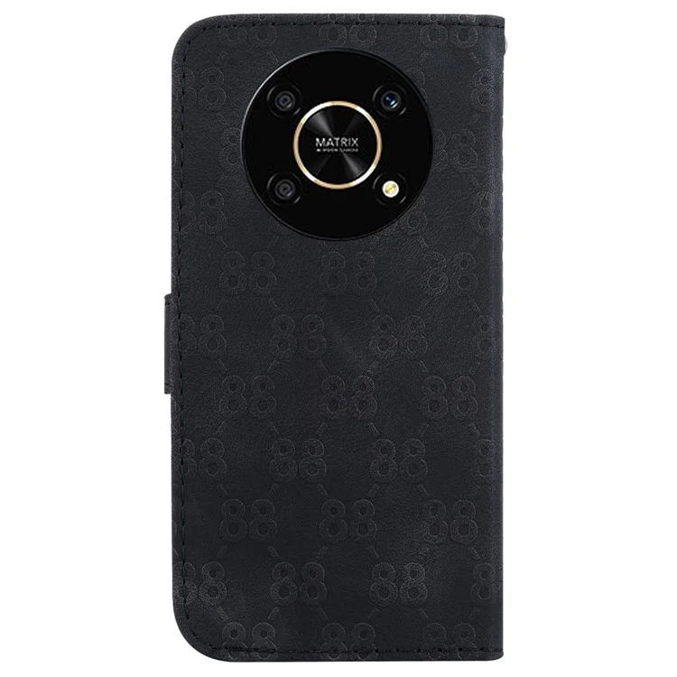 Per Honor X9 4G / X9 5G Custodia in pelle a doppia forma ad 8 Anti-caduta Supporto Portafoglio Custodia per telefono - Nero 