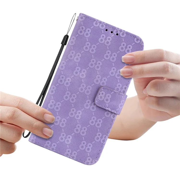 Leather Stand Cover for Huawei nova Y61 4G Double 8-Shape Imprint Phone Case with Wallet - Purple