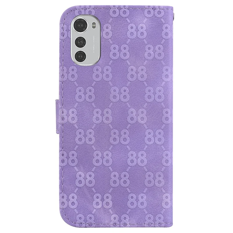 For Motorola Moto E32 4G Wallet Function Double 8-Shape Imprint Stand Shell Leather Phone Case - Purple