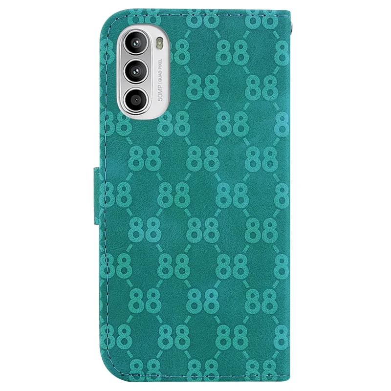 Leather Case for Motorola Moto G62 5G , Wallet Function Double 8-Shape Imprint Stand Phone Shell - Green