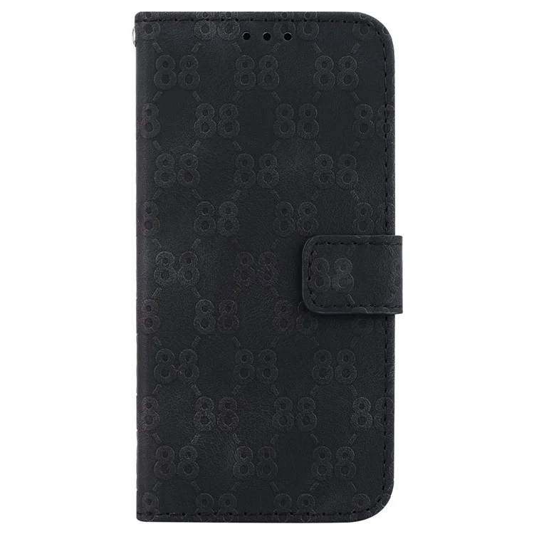 Capa de Couro para Motorola Moto G42 4G, Função Carteira Dupla Estampa em Forma de 8 Ajustável Suporte para Celular - Preto