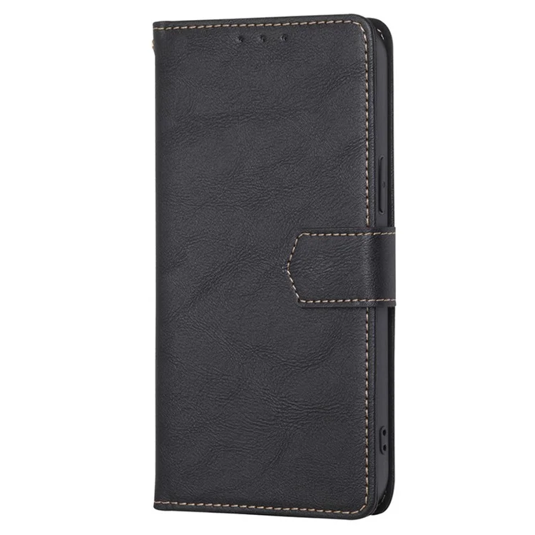 Per iPhone 15 Pro Magnetic Clasp Folio Flip PU Leather Wallet Case Cell Phone Foldable Stand Cover - Nero
