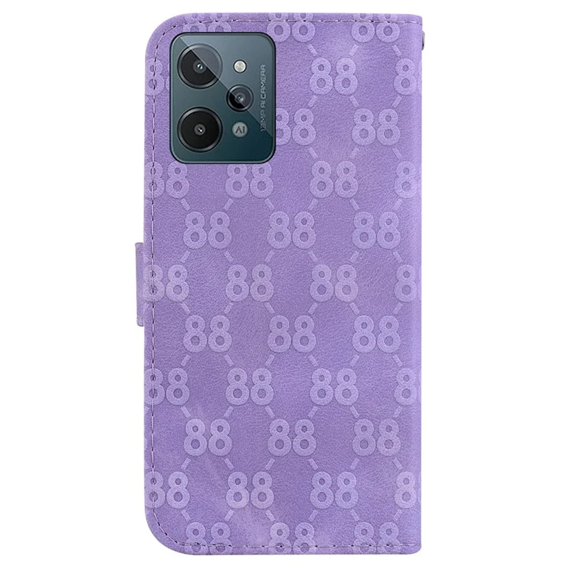 For Realme C31 PU Leather Phone Case Double 8-Shape Imprint Stand Wallet Phone Cover - Purple