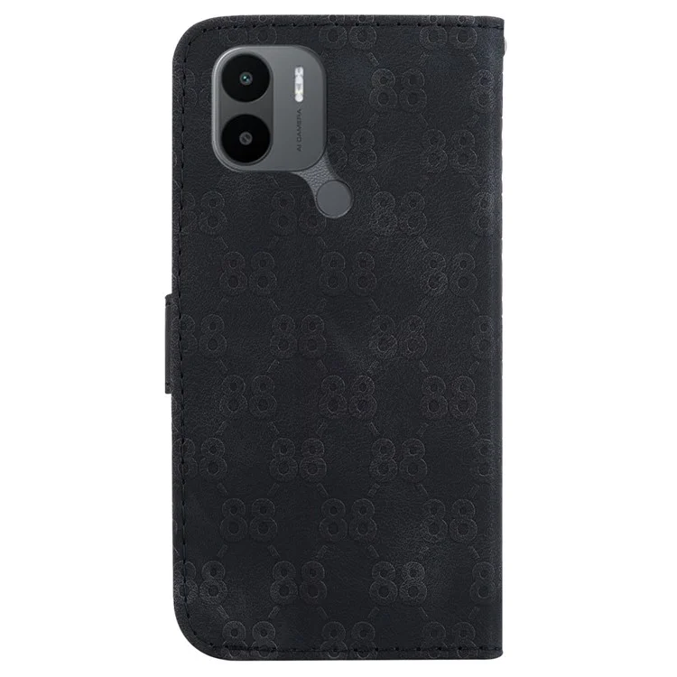 Étui en cuir pour Xiaomi Redmi A1+ 4G / A2+ 4G / C50 4G / C51 4G, Housse portefeuille avec support en forme de double 8 - Noir