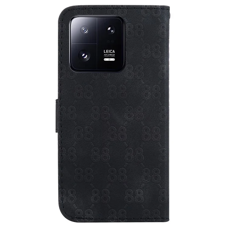 Double 8-Shape Imprint Cover for Xiaomi 13 Pro 5G Flip Stand Leather Wallet Phone Case - Black