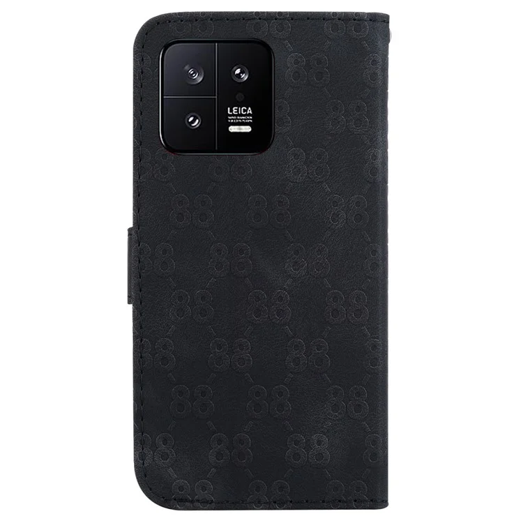 Pour Xiaomi 13 Double Motif en Forme de 8 Étui Portefeuille en Cuir Anti-Chute Support de Téléphone Cellulaire - Noir