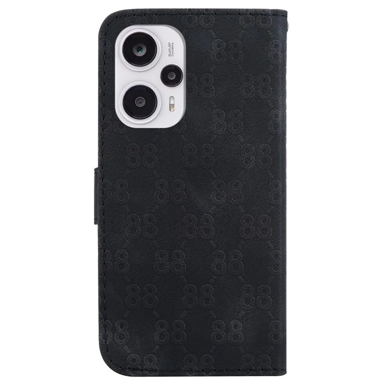 Для Xiaomi Poco F5 5G / Redmi Note 12 Turbo Чехол-книжка с бумажником и подставкой из искусственной кожи с двойным узором в форме восьмёрки - Черный
