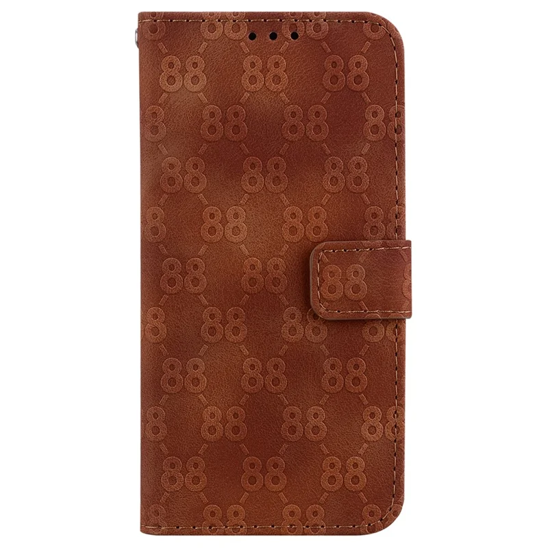 For Xiaomi Poco F5 5G / Redmi Note 12 Turbo Leather Wallet Stand Cover Double 8-Shape Imprint Phone Case - Brown