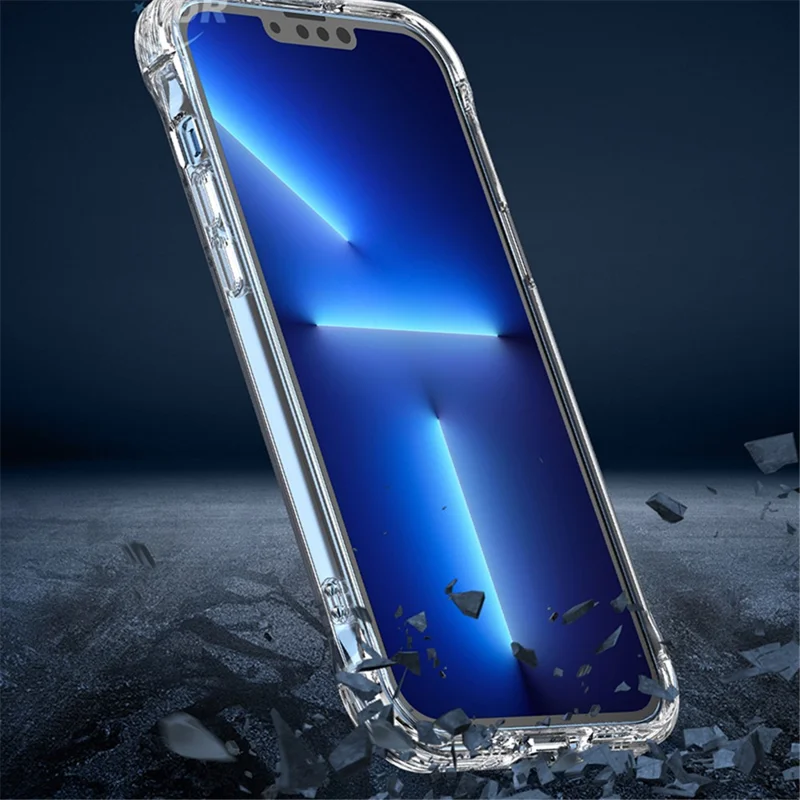 Für iPhone 15 Pro Stoßfeste PC+TPU Handyhülle Transparente Rückabdeckung mit verstecktem Ständer - Transparentes Schwarz