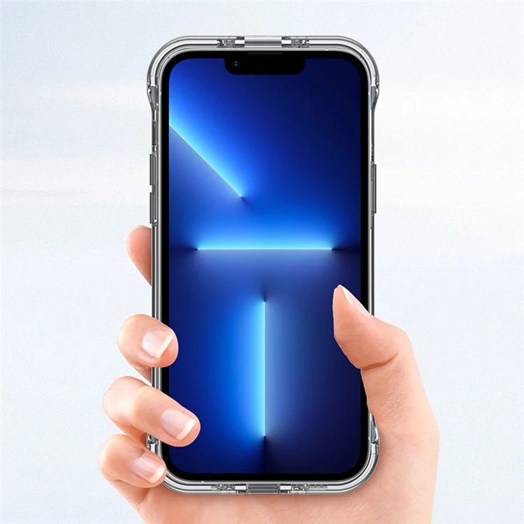 Clear Shell for iPhone 15 Plus , PC+TPU Cell Phone Case Concealed Kickstand Back Cover - Transparent