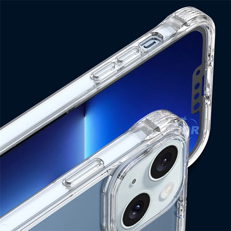 Clear Shell for iPhone 15 Plus , PC+TPU Cell Phone Case Concealed Kickstand Back Cover - Transparent