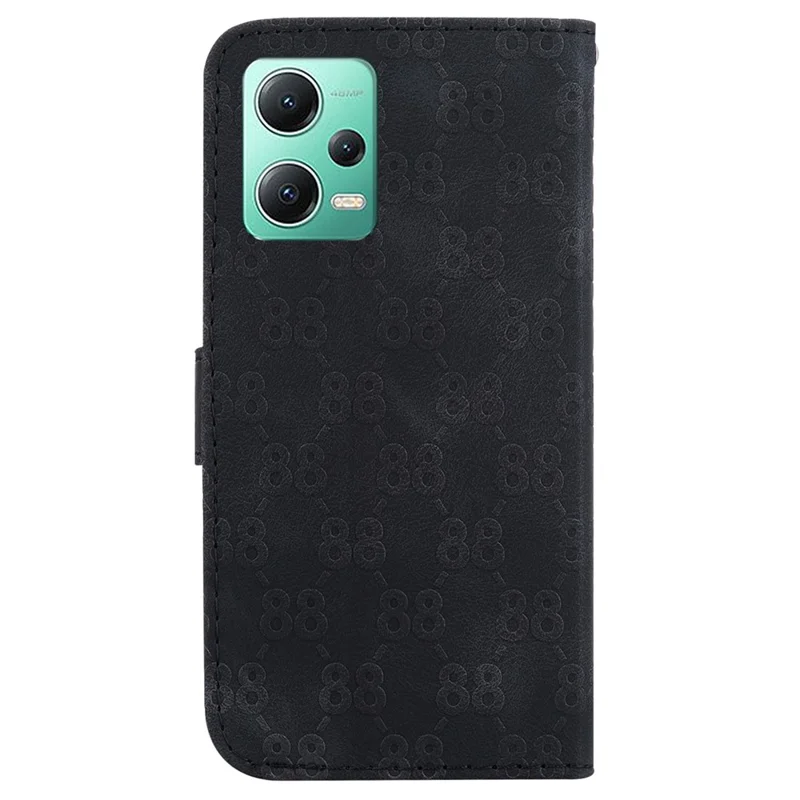 Для Xiaomi Poco X5 5G / Redmi Note 12 5G (Китай) / (Индия) / (Глобальная версия) Чехол-кошелек с двойным рисунком в форме 8 из искусственной кожи с поворотной крышкой - черный