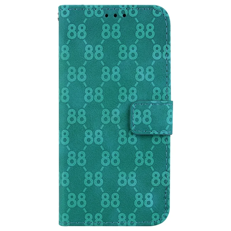 Para o Oppo A74 5G / A93 5G / A54 5G Campa da Carteira de Couro de Couro Double 8 em Forma de Impressão Anti-shock Caixa de Telefone - Verde