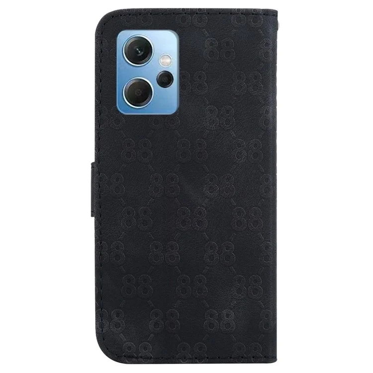 For Xiaomi Redmi Note 12 4G Shockproof Case Double 8-Shape Imprinted PU Leather Wallet Phone Cover - Black