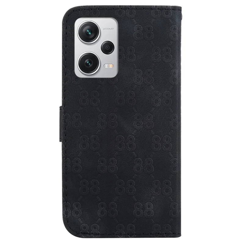 Anti-Scratch Phone Case for Xiaomi Redmi Note 12 Pro+ 5G Double 8-Shape Imprinted PU Leather Wallet Phone Cover - Preto