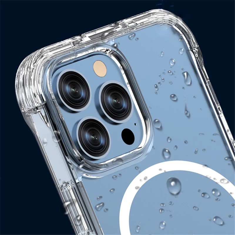 For iPhone 15 Plus Clear PC+TPU Phone Case Skjult støtteben Telefonbeskyttelse Kompatibel med MagSafe