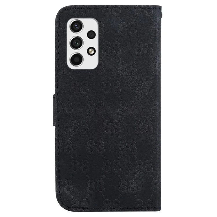 Double 8-Shape Imprinted PU Leather Case per Samsung Galaxy A53 5G Anti-Drop Wallet Phone Case con Strap - Nero