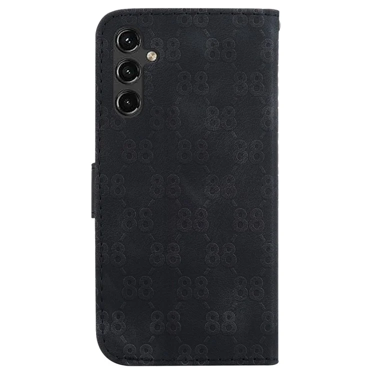 For Samsung Galaxy A14 5G / A14 4G Leather Wallet Flip Stand Phone Case Double 8-Shape Imprint Anti-collision Cover - Black