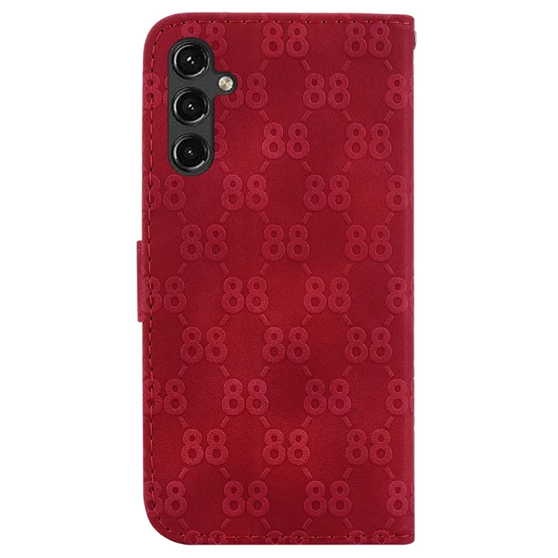 For Samsung Galaxy A14 5G / A14 4G Leather Wallet Flip Stand Phone Case Double 8-Shape Imprint Anti-collision Cover - Red