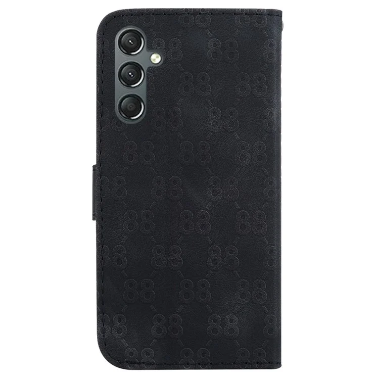 Per Samsung Galaxy A24 4G (162,1 x 77,6 x 8,3 mm) Double 8-Shape Imprinted Leather Wallet Stand Phone Case - Nero