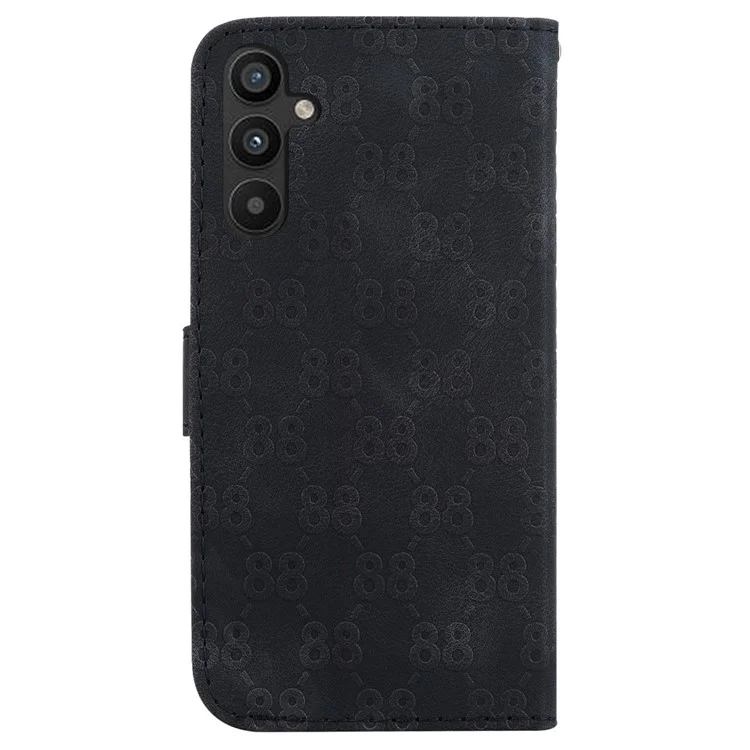Doppelte 8-förmige Prägung Handyhülle für Samsung Galaxy A34 5G Leder-Geldbörse Faltbarer Ständer Cover - Schwarz