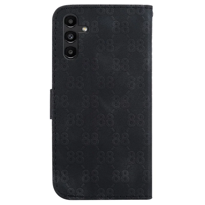 For Samsung Galaxy A13 5G Wallet Stand Phone Leather Case Double 8-Shape Imprint Cover - Black