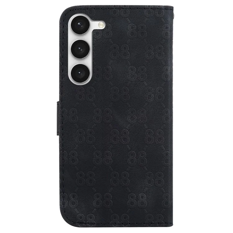 PU Leather Case for Samsung Galaxy S23+ , 8-Shape Imprinted Stand Folio Flip Wallet Phone Cover - Black