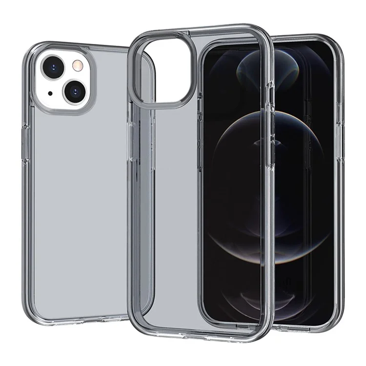 Pour iPhone 15 Pro Max Slim-Fit Hard Phone Case Clear PC + TPU Cell Phone Cover Shell - Transparent Black