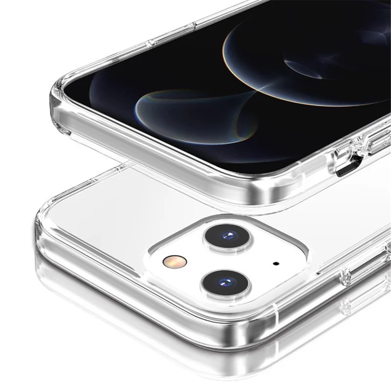 For iPhone 15 Shockproof PC + TPU Phone Shell Anti-Fingerprint Cover Cell Phone Case - Transparent Black