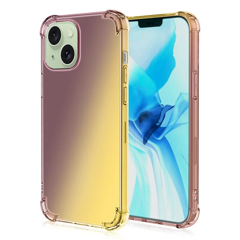 Cover per iPhone 15 Plus TPU Colore Gradiente Quattro Angoli Anti-caduta Cover per Telefono - Nero / Oro