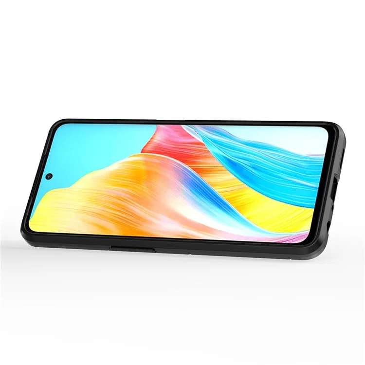 Für Oppo A98 5G / A1 5G Ringhalter Ständer Rückabdeckung TPU+PC Stoßfeste Handyhülle - Schwarz