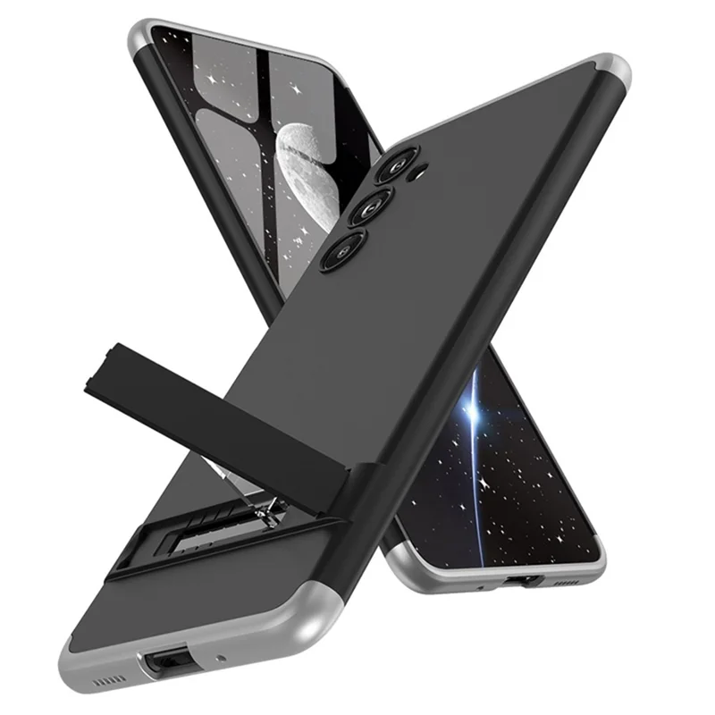GKK Per Samsung Galaxy F54 5G/M54 5G Copertina di Telefono in Plastica Shock a Prova di Cavalletto Confelati Telefono di Ritorno - Nero / Argento