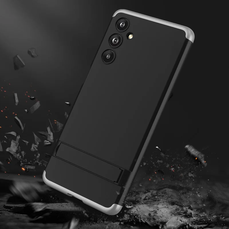 GKK Per Samsung Galaxy F54 5G/M54 5G Copertina di Telefono in Plastica Shock a Prova di Cavalletto Confelati Telefono di Ritorno - Nero / Argento