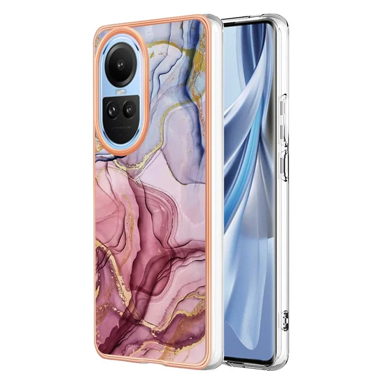 Capa YB IMD Series-16 Style E TPU para Oppo Reno10 5G (Global) Eletrodeposição 2.0mm Padrão de Mármore IMD Capa de Telefone - Rose Gold