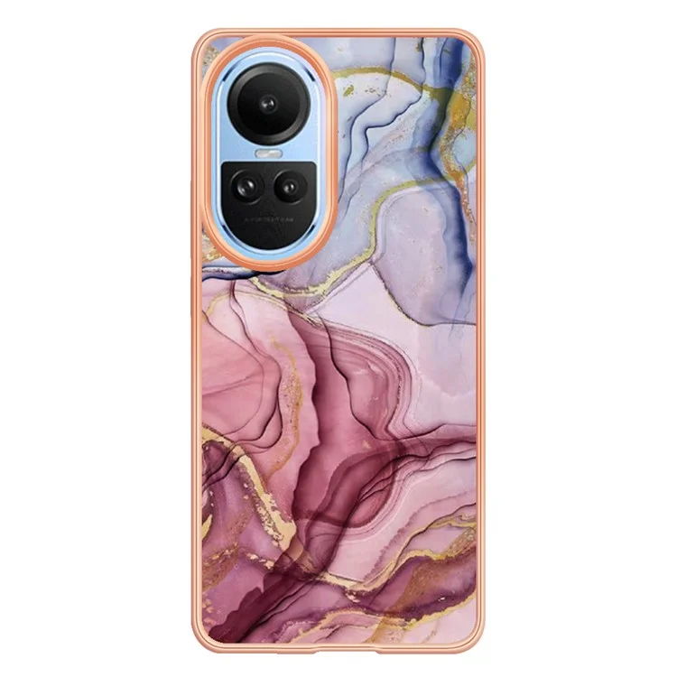 Capa YB IMD Series-16 Style E TPU para Oppo Reno10 5G (Global) Eletrodeposição 2.0mm Padrão de Mármore IMD Capa de Telefone - Rose Gold