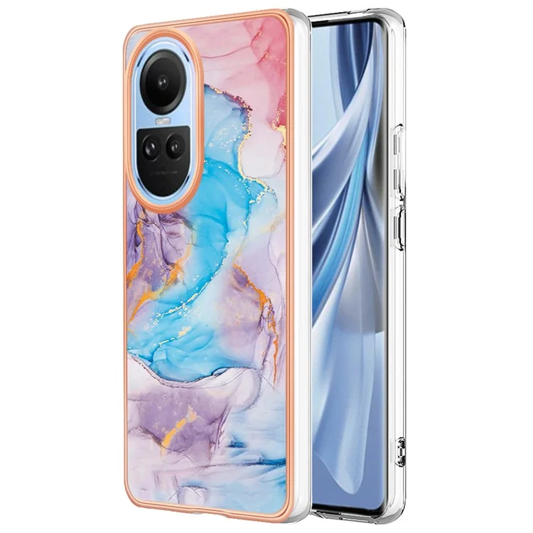 YB IMD Series-1 Elektronische Beschichtung Handyhülle für Oppo Reno10 5G (Global) Marmor Blumen Muster Weiche TPU Abdeckung - Milchstraße Marmor Blau
