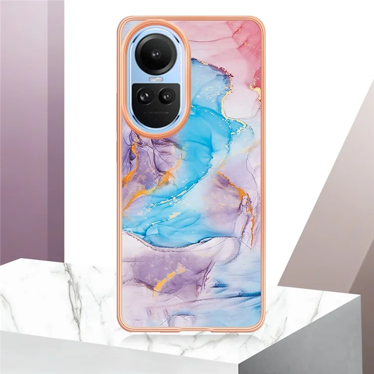 YB IMD Series-1 Elektronische Beschichtung Handyhülle für Oppo Reno10 5G (Global) Marmor Blumen Muster Weiche TPU Abdeckung - Milchstraße Marmor Blau