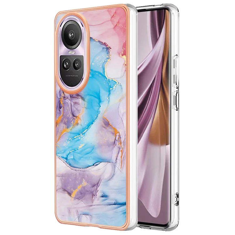 YB IMD Serie-1 Elektrogalvanisierte Weiche TPU-Hülle für Oppo Reno10 Pro 5G (Global) Marmor Blumenmuster IMD Kratzsicher Handyhülle - Milchstraße Marmor Blau