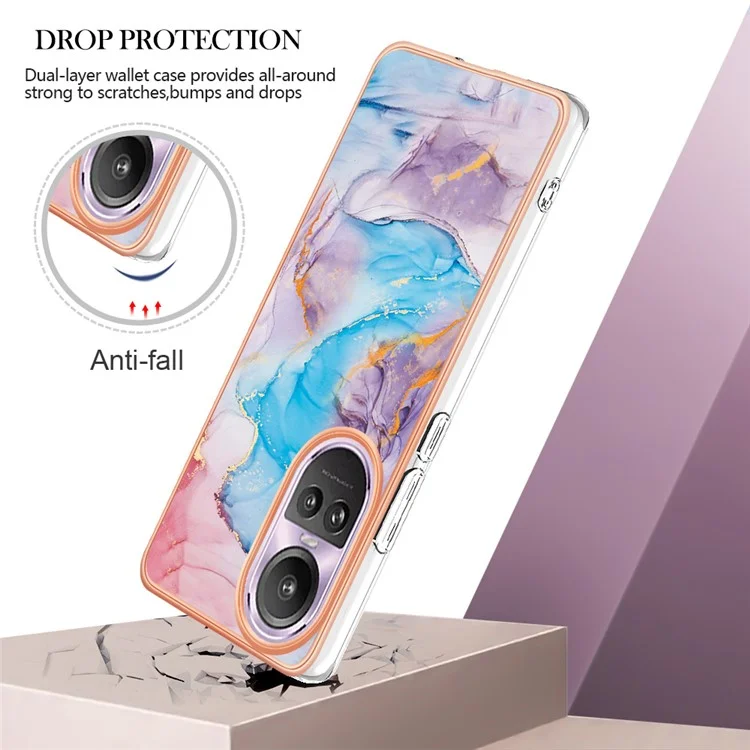 YB IMD Serie-1 Elektrogalvanisierte Weiche TPU-Hülle für Oppo Reno10 Pro 5G (Global) Marmor Blumenmuster IMD Kratzsicher Handyhülle - Milchstraße Marmor Blau
