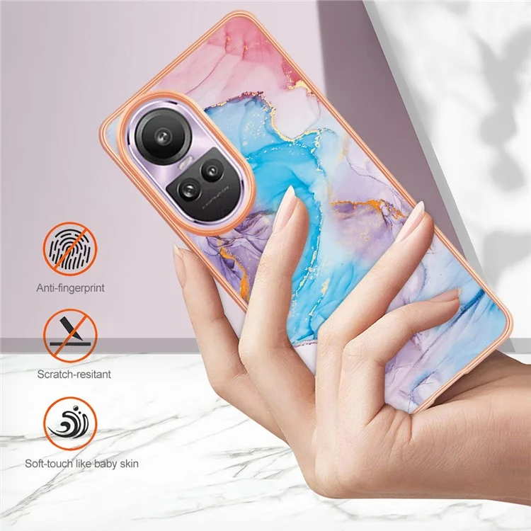 YB IMD Serie-1 Elektrogalvanisierte Weiche TPU-Hülle für Oppo Reno10 Pro 5G (Global) Marmor Blumenmuster IMD Kratzsicher Handyhülle - Milchstraße Marmor Blau