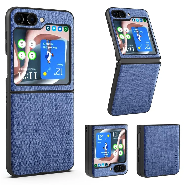 AIORIA Cloth Texture Protective Case für Samsung Galaxy Z Flip5 5G PU + PC Slim Phone Cover - Blau