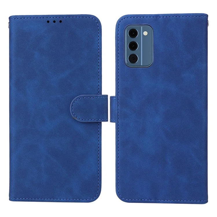 Para Nokia C300 Skin-touch Leather Phone Case Folding Stand Wallet Protective Cover - Azul