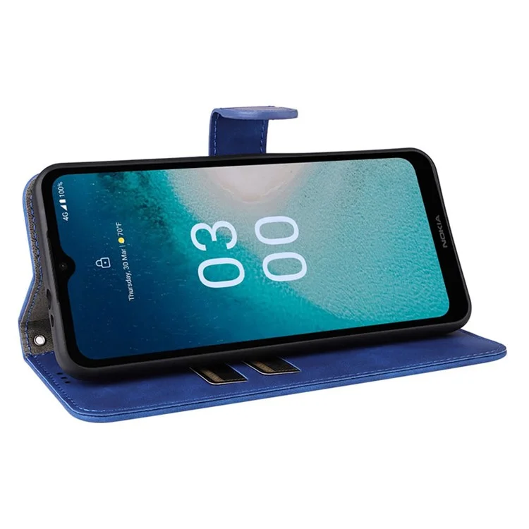 Para Nokia C300 Skin-touch Leather Phone Case Folding Stand Wallet Protective Cover - Azul