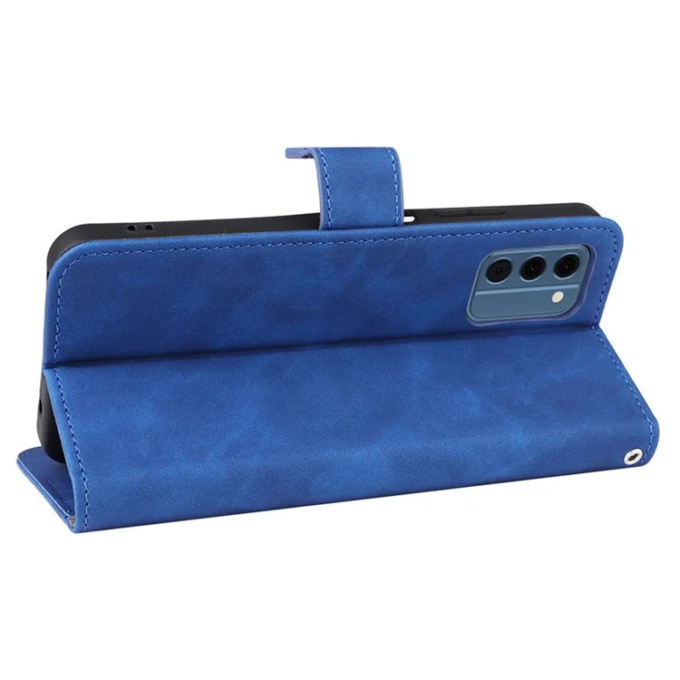 Para Nokia C300 Skin-touch Leather Phone Case Folding Stand Wallet Protective Cover - Azul