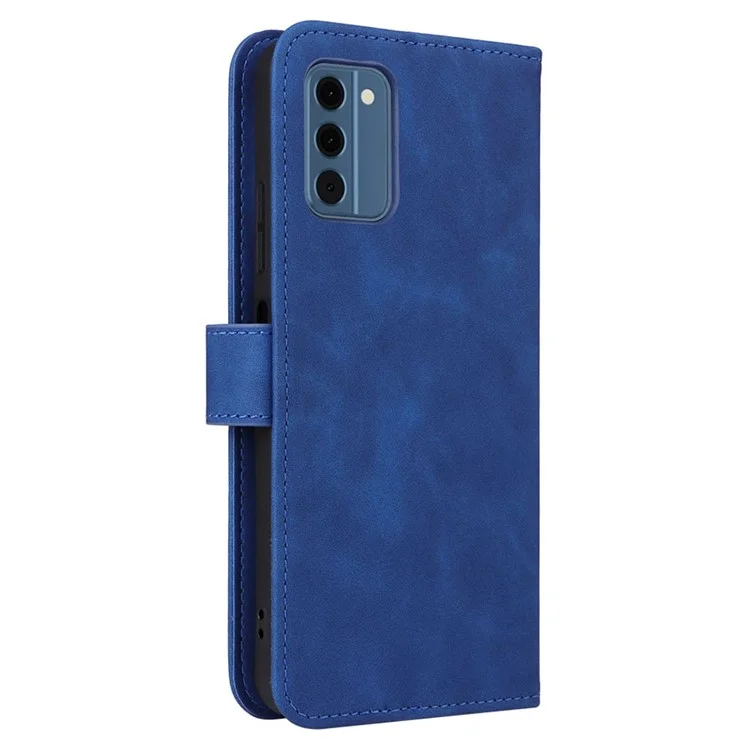 Para Nokia C300 Skin-touch Leather Phone Case Folding Stand Wallet Protective Cover - Azul