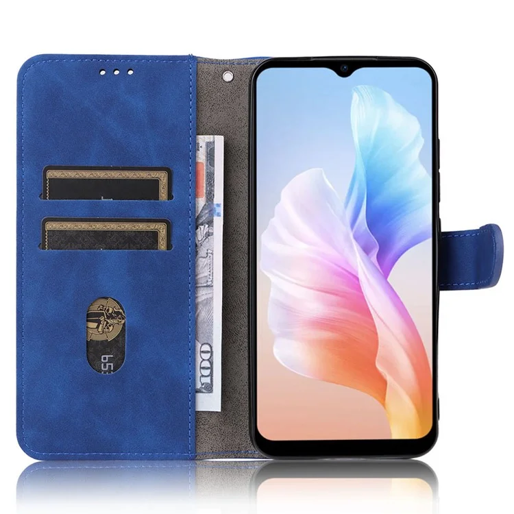 For Doogee X98 / X98 Pro PU Leather Wallet Stand Case Skin-touch Full Protection Phone Cover - Blue