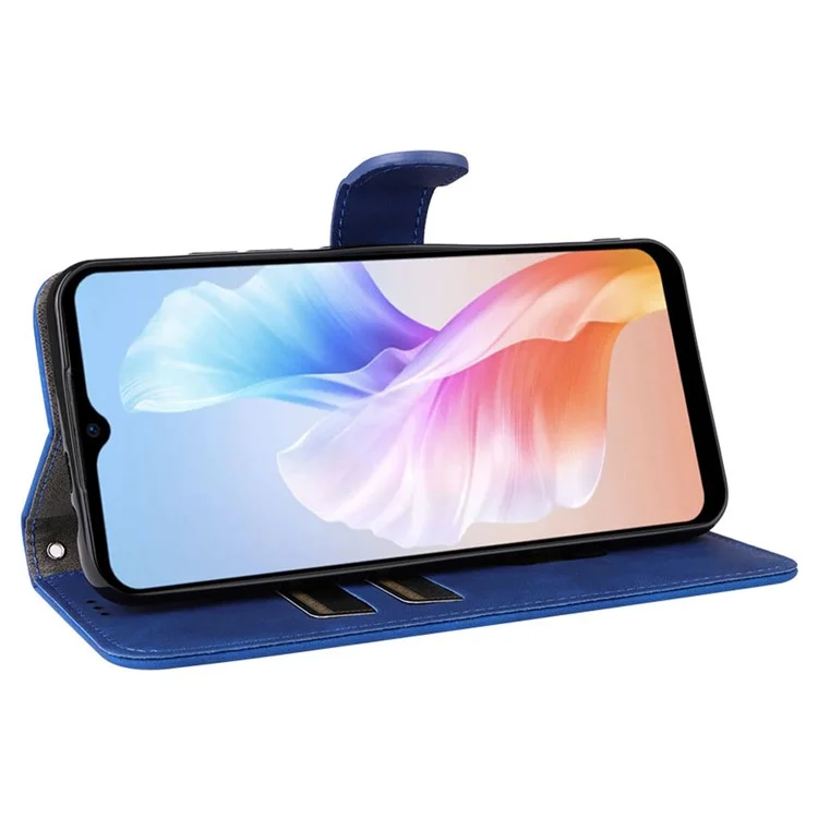 For Doogee X98 / X98 Pro PU Leather Wallet Stand Case Skin-touch Full Protection Phone Cover - Blue