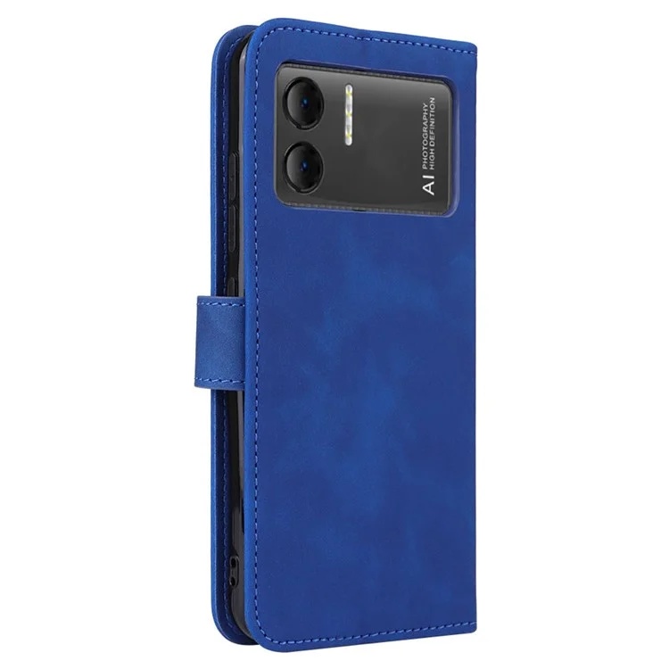 For Doogee X98 / X98 Pro PU Leather Wallet Stand Case Skin-touch Full Protection Phone Cover - Blue