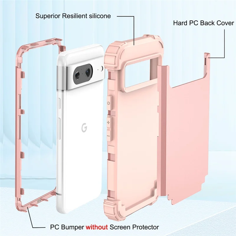 L-Style PC + TPU Phone Cover for Google Pixel 8 , Anti-Drop Cell Phone Cover - Rose Gold+Rose Gold