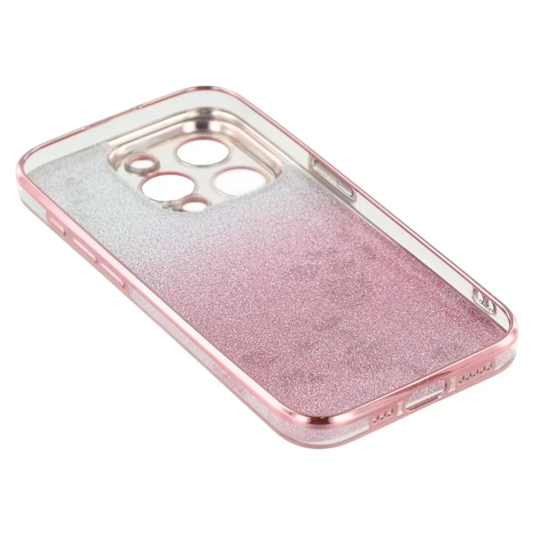 KADEM для iPhone 14 Pro Max Чехол для телефона с блестящим цветочным узором с кольцом-подставкой TPU Anti-collision Cover - Rose Gold